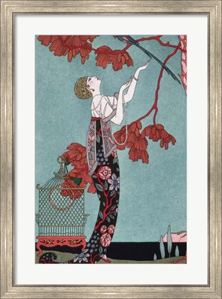 Framed Fashion Illustration, 1914 Print