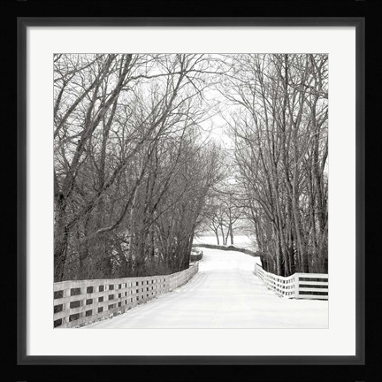 Framed Country Lane in Winter Print