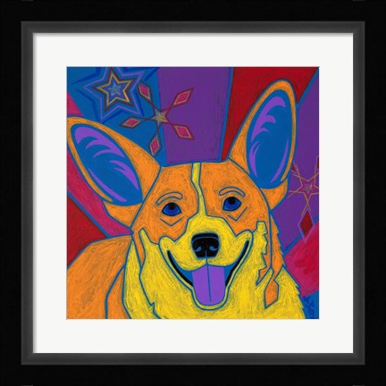 Framed Joyful Corgi Print