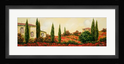 Framed Tre Case Tra I Papaveri Print