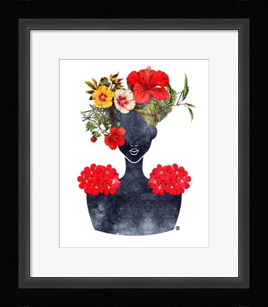 Framed Flower Crown Silhouette I Print
