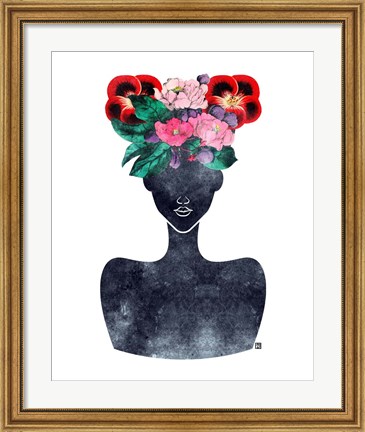 Framed Flower Crown Silhouette II Print