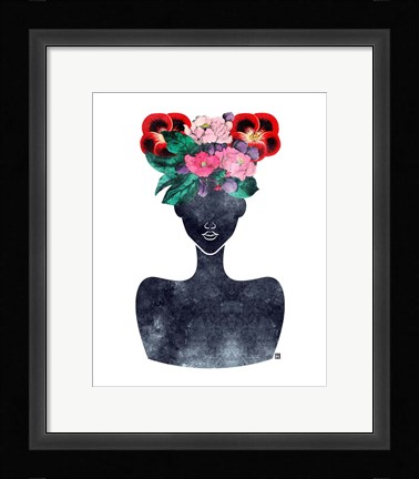 Framed Flower Crown Silhouette II Print