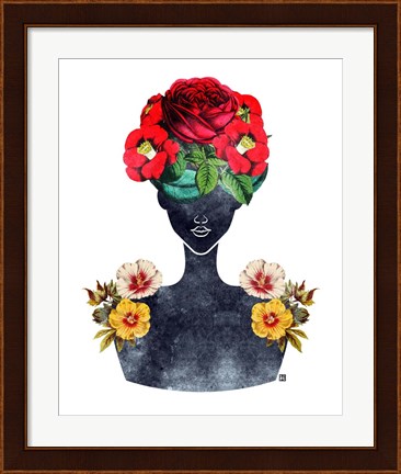 Framed Flower Crown Silhouette III Print