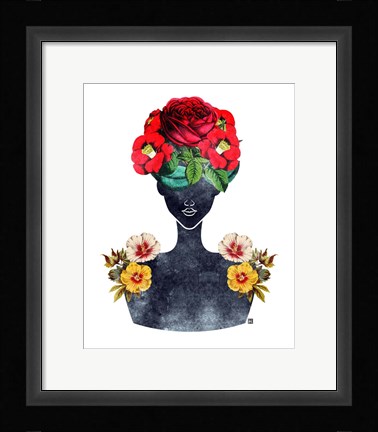 Framed Flower Crown Silhouette III Print