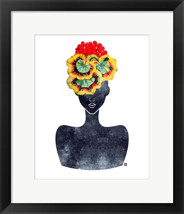 Framed Flower Crown Silhouette IV Print