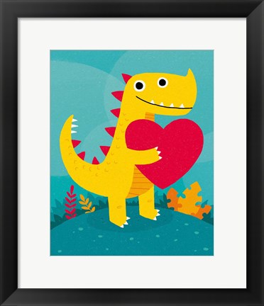 Framed Dino Love Print