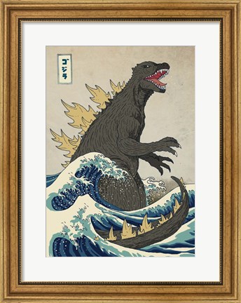 Framed Great Monster off Kanagawa Print