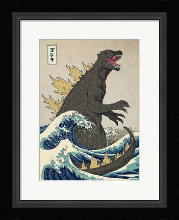 Framed Great Monster off Kanagawa Print