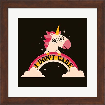 Framed Unicorn Don&#39;t Care Print