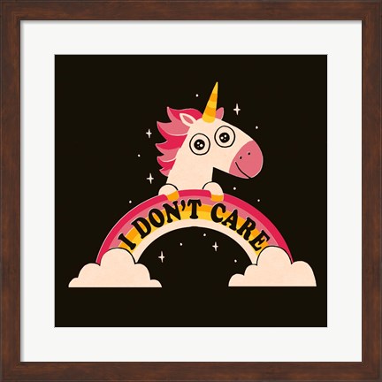Framed Unicorn Don&#39;t Care Print
