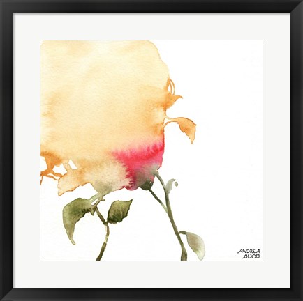 Framed Watercolor Floral Yellow and Red I Print