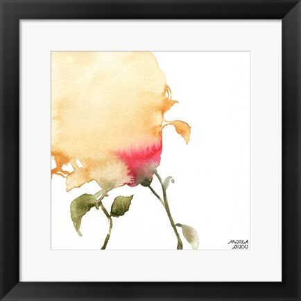 Framed Watercolor Floral Yellow and Red I Print