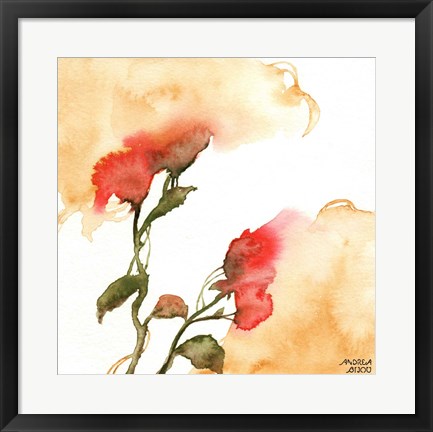 Framed Watercolor Floral Yellow and Red II Print