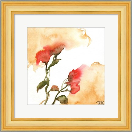 Framed Watercolor Floral Yellow and Red II Print