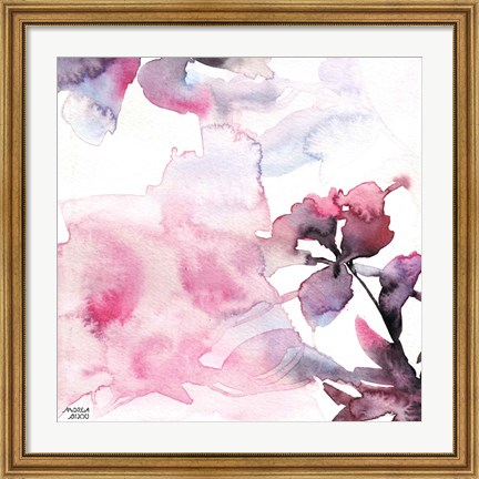 Framed Watercolor Floral Pink Purple Trio II Print