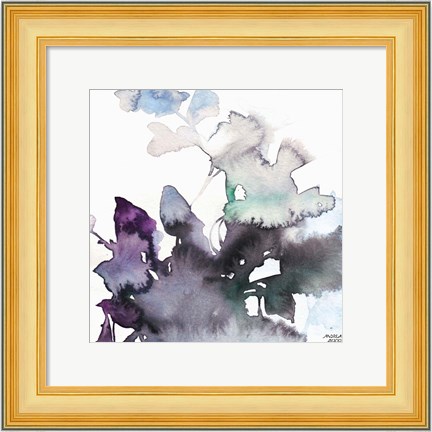 Framed Watercolor Floral Pink Purple Trio III Print