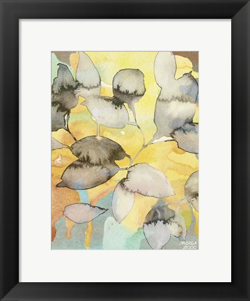 Framed Yellow Leaves Abstract Print