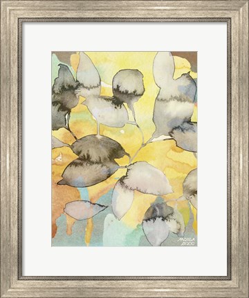 Framed Yellow Leaves Abstract Print