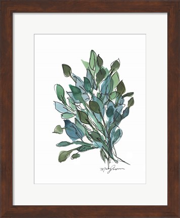 Framed Blue Green Leaves Print