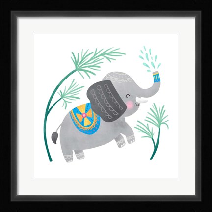 Framed Playful Pals -Elephant Print