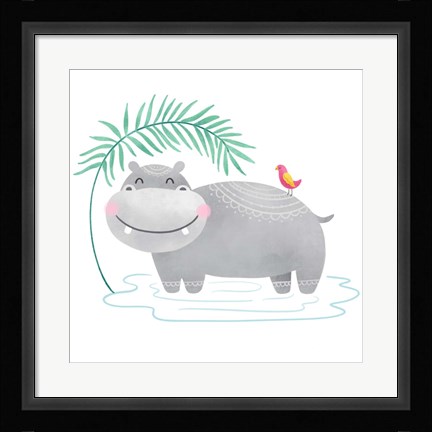 Framed Playful Pals- Hippo Print