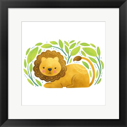 Framed Safari Cuties Lion Print