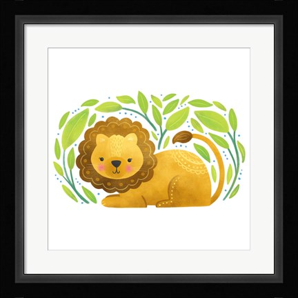 Framed Safari Cuties Lion Print