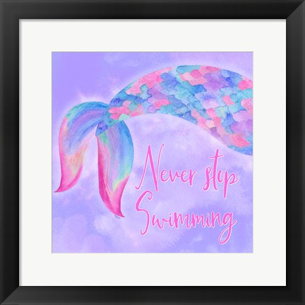Framed Mermaid Life II Pink/Purple Print