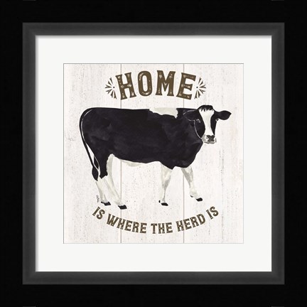 Framed Farm Life Cow Home Herd Print