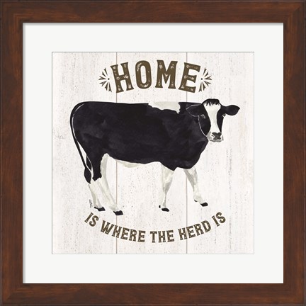 Framed Farm Life Cow Home Herd Print