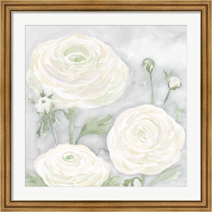 Framed Peaceful Repose Floral on Gray I Print