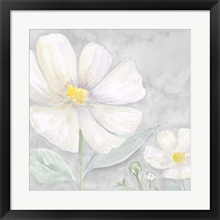 Framed Peaceful Repose Floral on Gray III Print