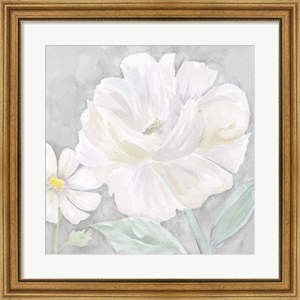 Framed Peaceful Repose Floral on Gray IV Print