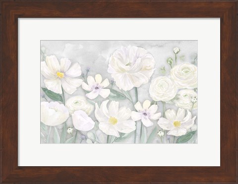 Framed Peaceful Repose Gray Floral Landscape Print