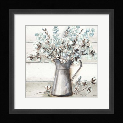 Framed Farmhouse Cotton Tin Pitcher Print