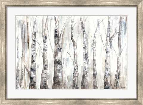 Framed Winter Aspen Trunks Neutral Print
