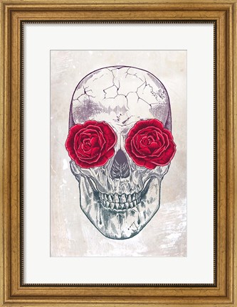 Framed Skull &amp; Roses Print