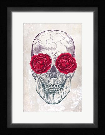 Framed Skull &amp; Roses Print