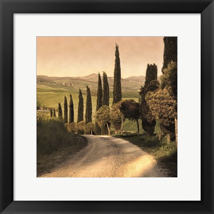 Framed Country Lane, Tuscany Print