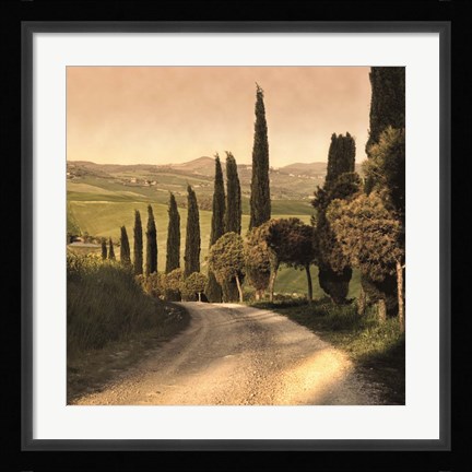 Framed Country Lane, Tuscany Print