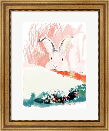 Framed Bunny in the Garden Print
