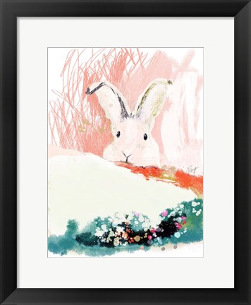 Framed Bunny in the Garden Print