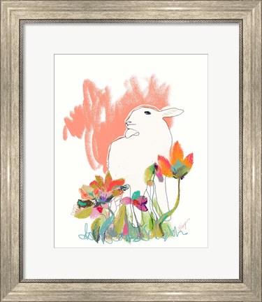 Framed Lamb and Flowers Print