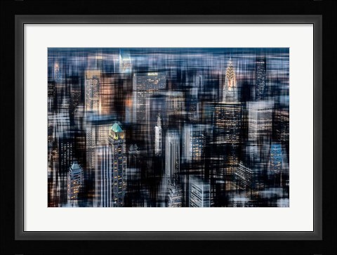 Framed Downtown at Night Print