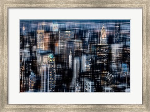 Framed Downtown at Night Print