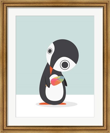 Framed Pingu Loves Ice Cream Print