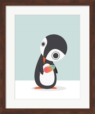 Framed Pingu Loves Ice Cream Print