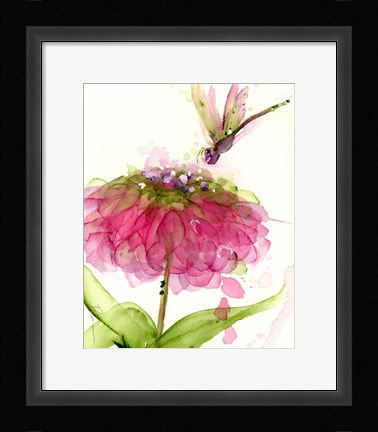 Framed Dragonfly and Zinnia Print