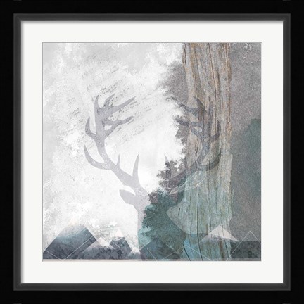 Framed Deer and Mountains 1 Print